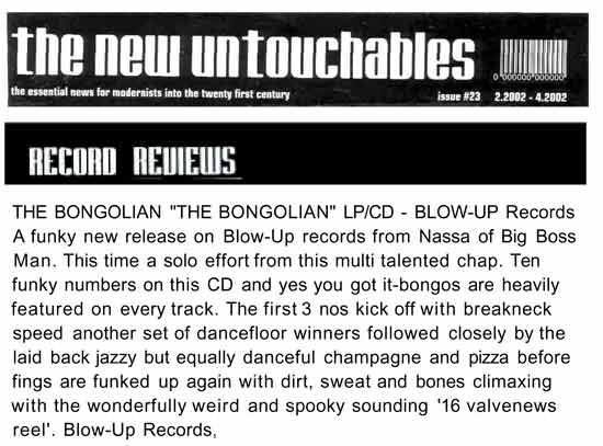 The New Untouchables Record Reviews The Bongolian