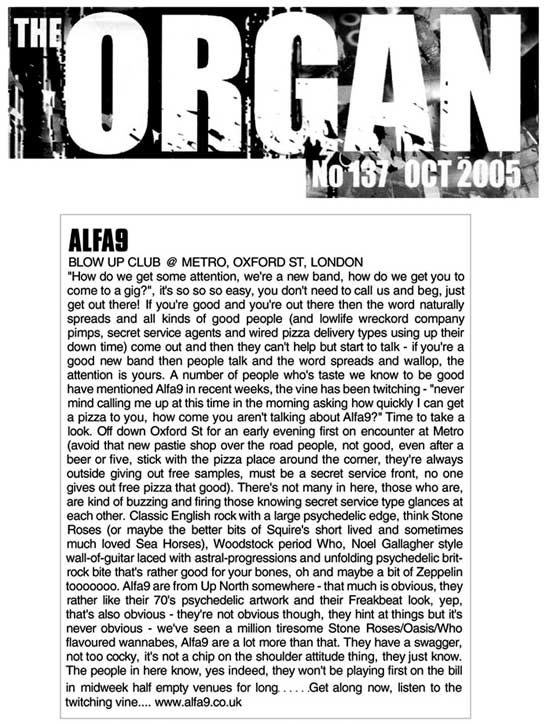 The Organ live Review: Alfa 9 at Blow Up Metro Club