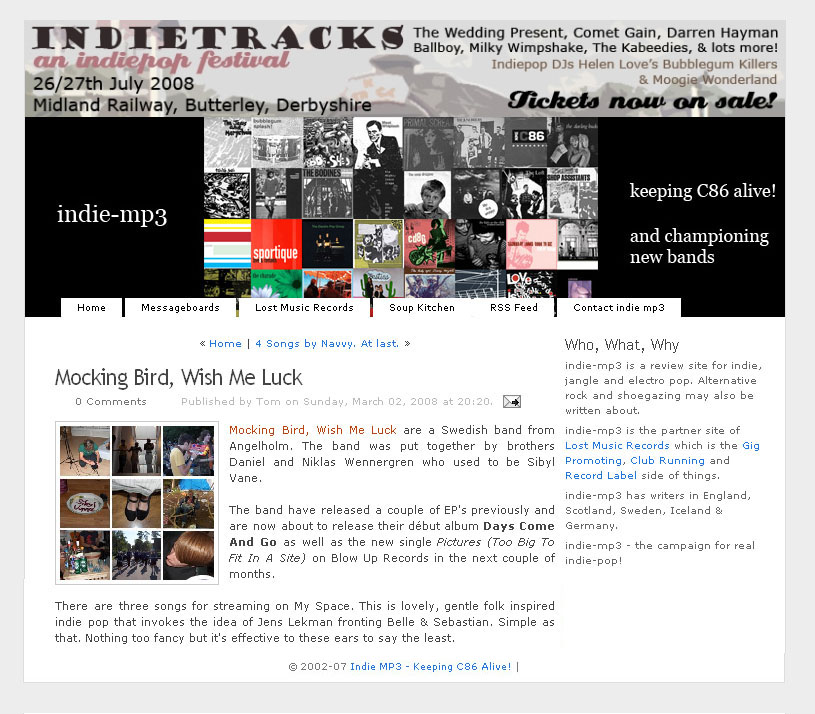 IndieMP3 Album Reviews Mockingbird Wish Me Luck Days Come And Go