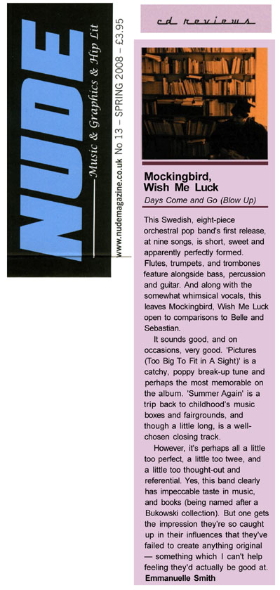 Nude Magazine Album Reviews Mockingbird Wish Me Luck Days Come And Go