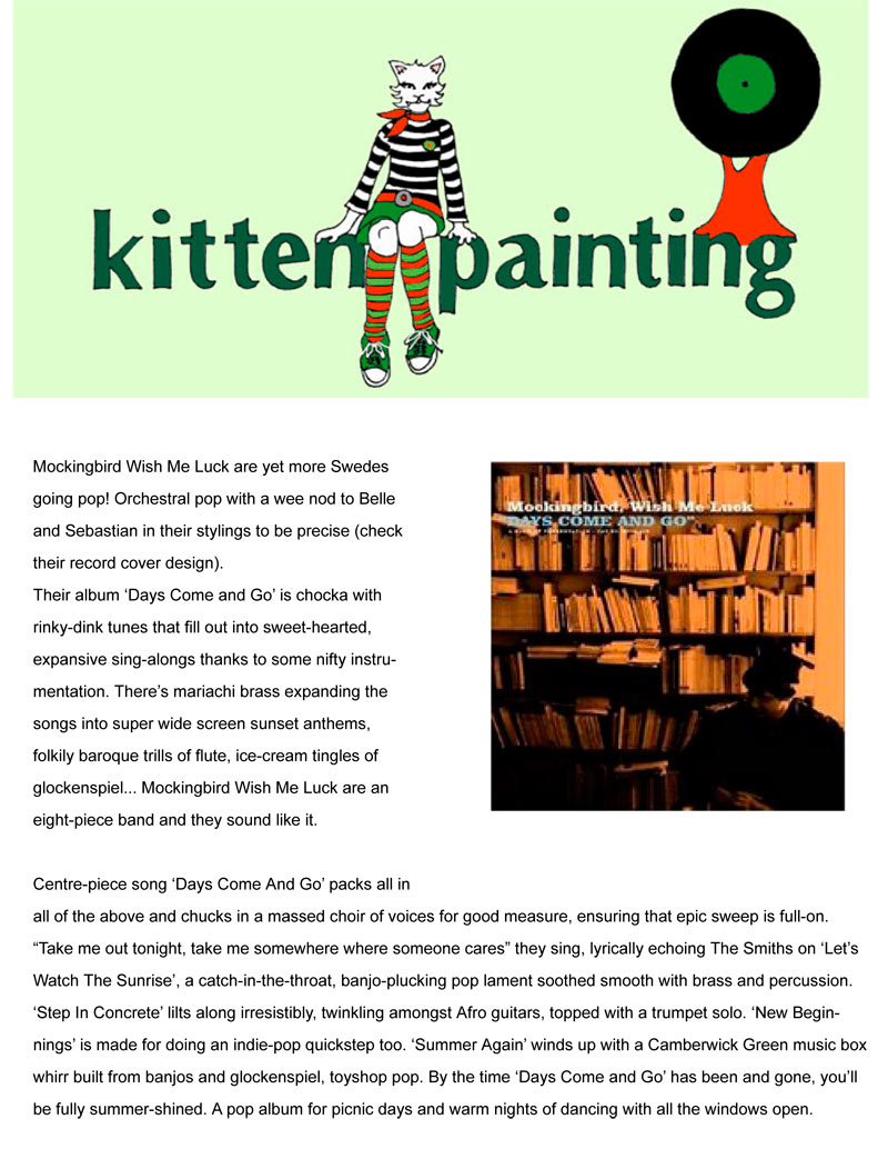 Kitten Painting Album Reviews Mockingbird Wish Me Luck Days Come And Go