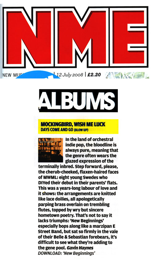 NME Album Reviews Mockingbird Wish Me Luck Days Come And Go