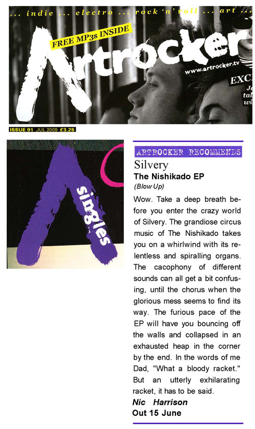 Artrocker Recommends Single Review Silvery Nishikado EP