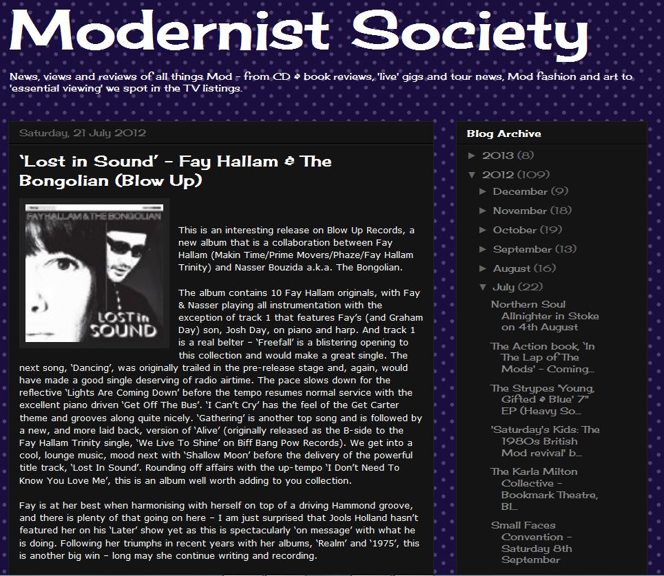 Lost in Sound Fay Hallam & The Bongolian Review Modernist Society