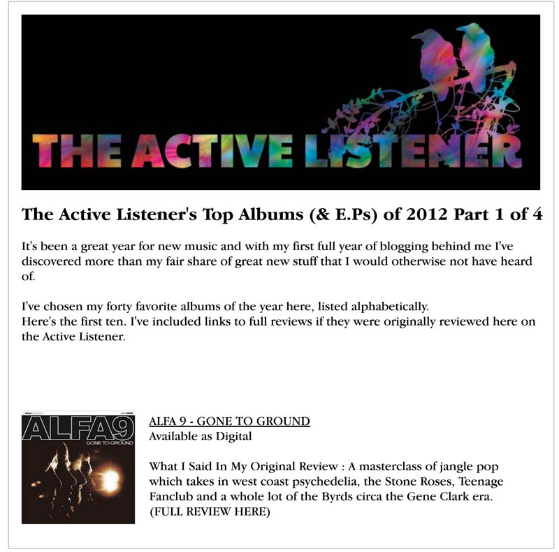 Active Listener Top Albums 2012 Gone To Ground Alfa 9