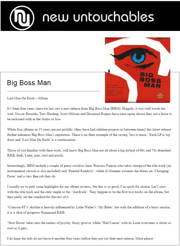 New Untouchables Reviews Last Man On Earth Album Big Boss Man