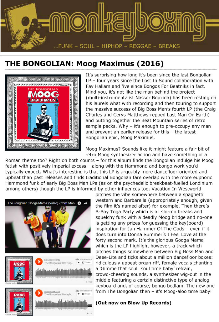 Monkey Boxing Album Reviews: The Bongolian 'Moog Maximus'