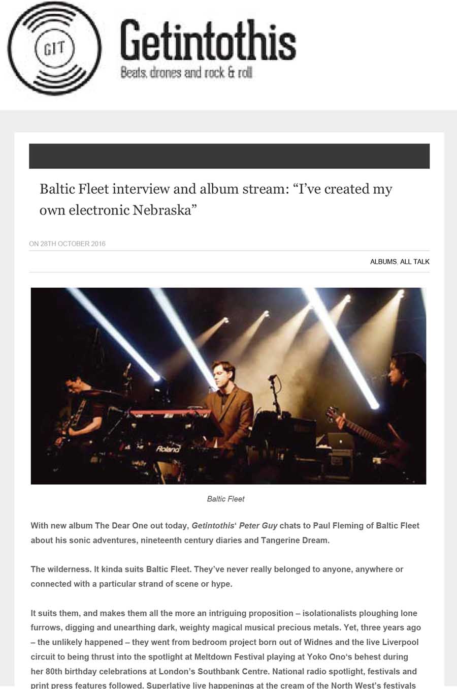 Liverpool Echo Get Into This:Baltic Fleet interview and album stream